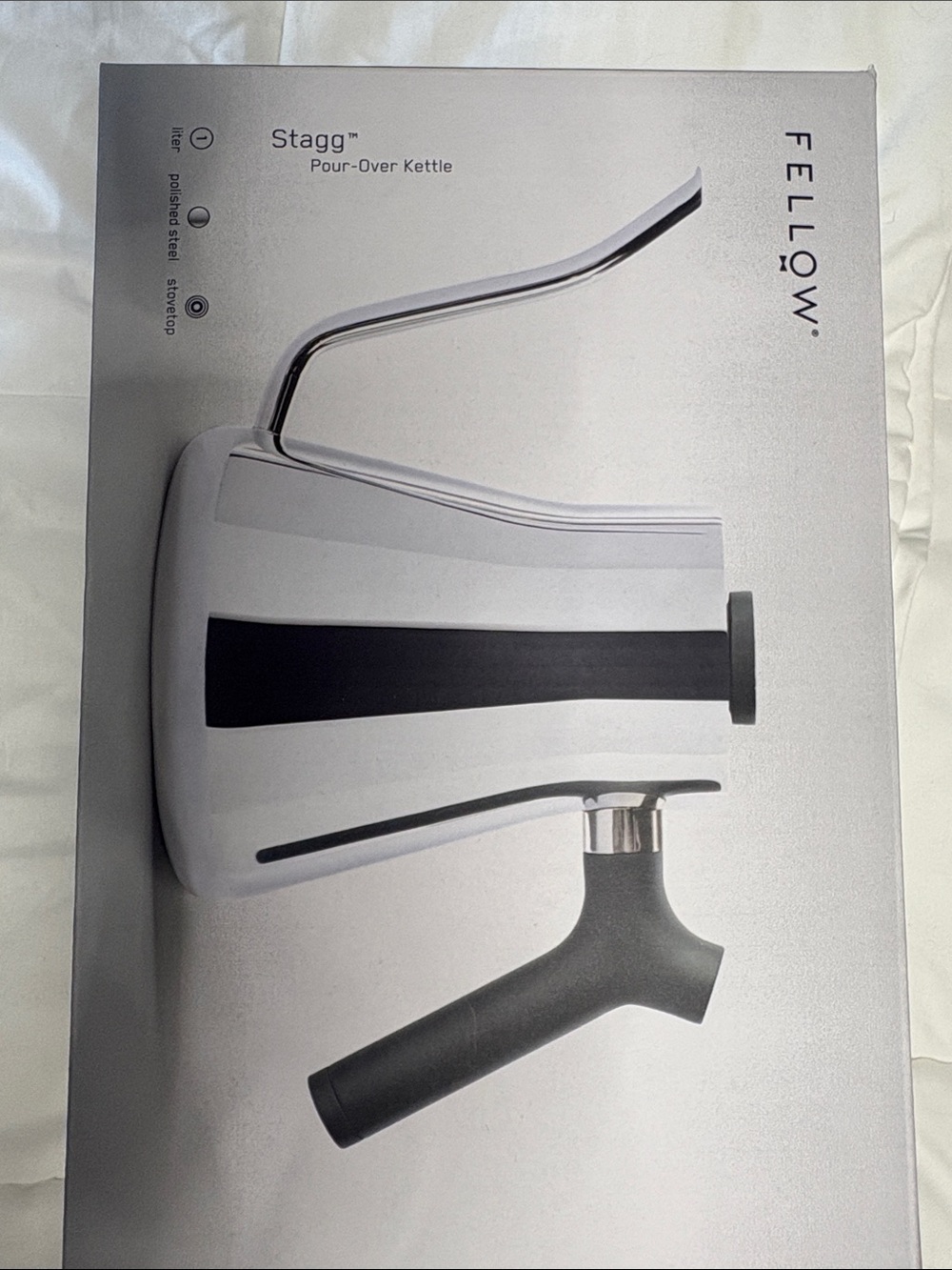 Fellow Stagg Pour-Over Kettle in White with Black Handle Accent